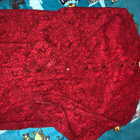 Western Dress Shirt Large red banded collar - Picture 6 of 12